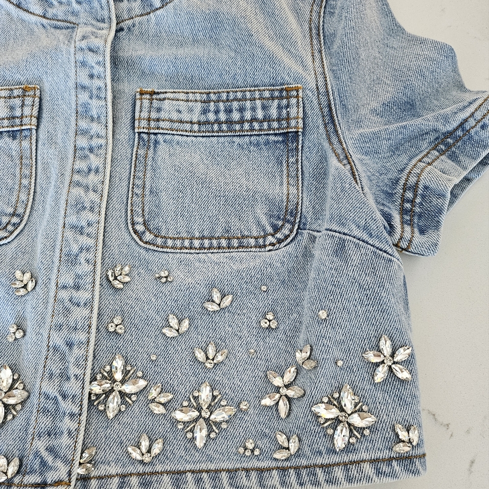 Self Portrait Embellished Denim Top - Picture 2 of 7